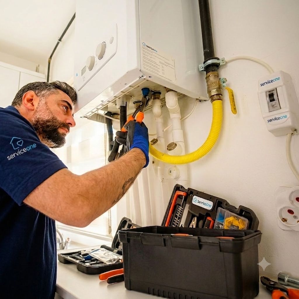 ServiceOne-Techniker bei der Heizungswartung
