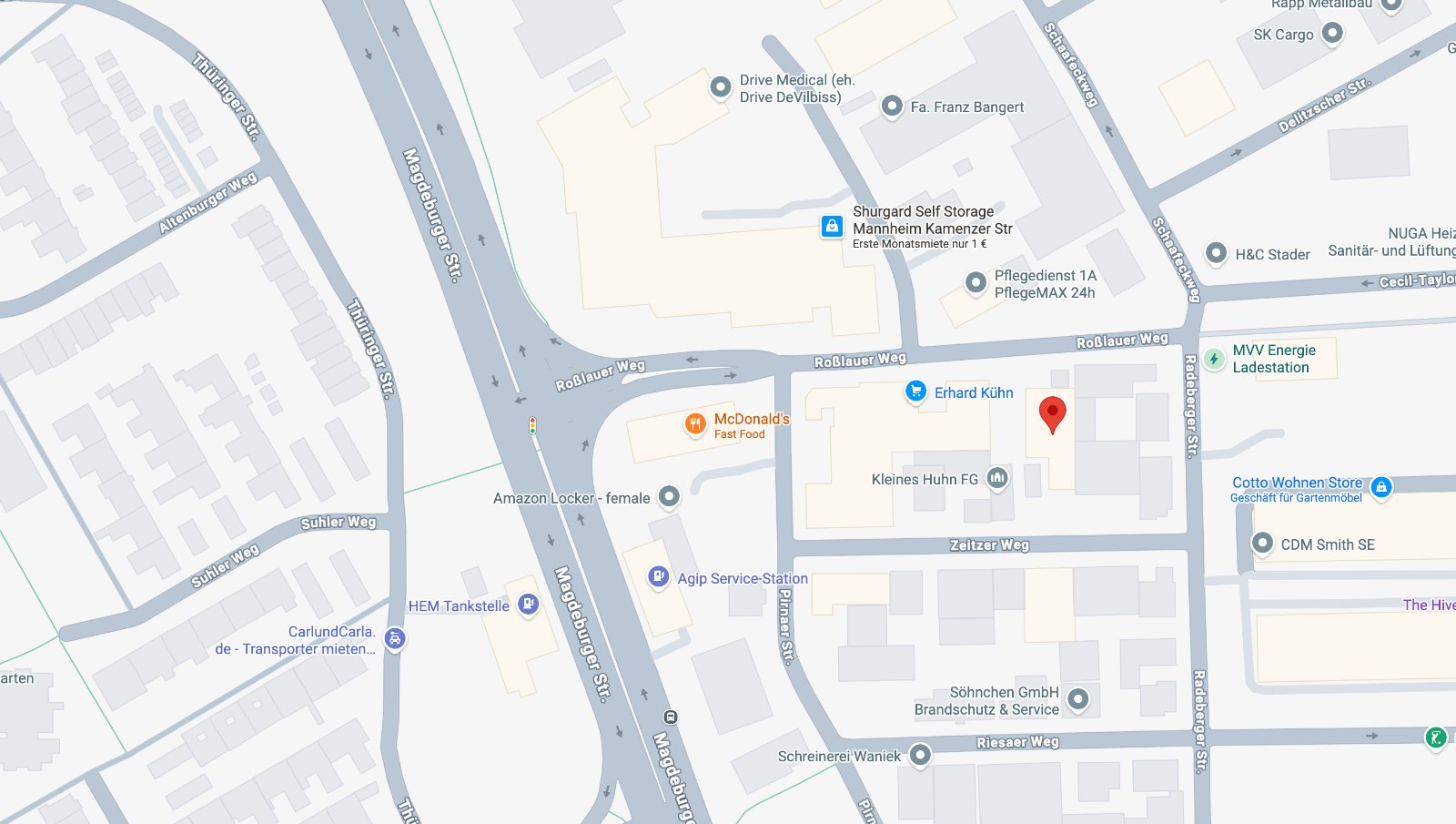 Karte: Standort ServiceOne, Roßlauer Weg 10, 68309 Mannheim