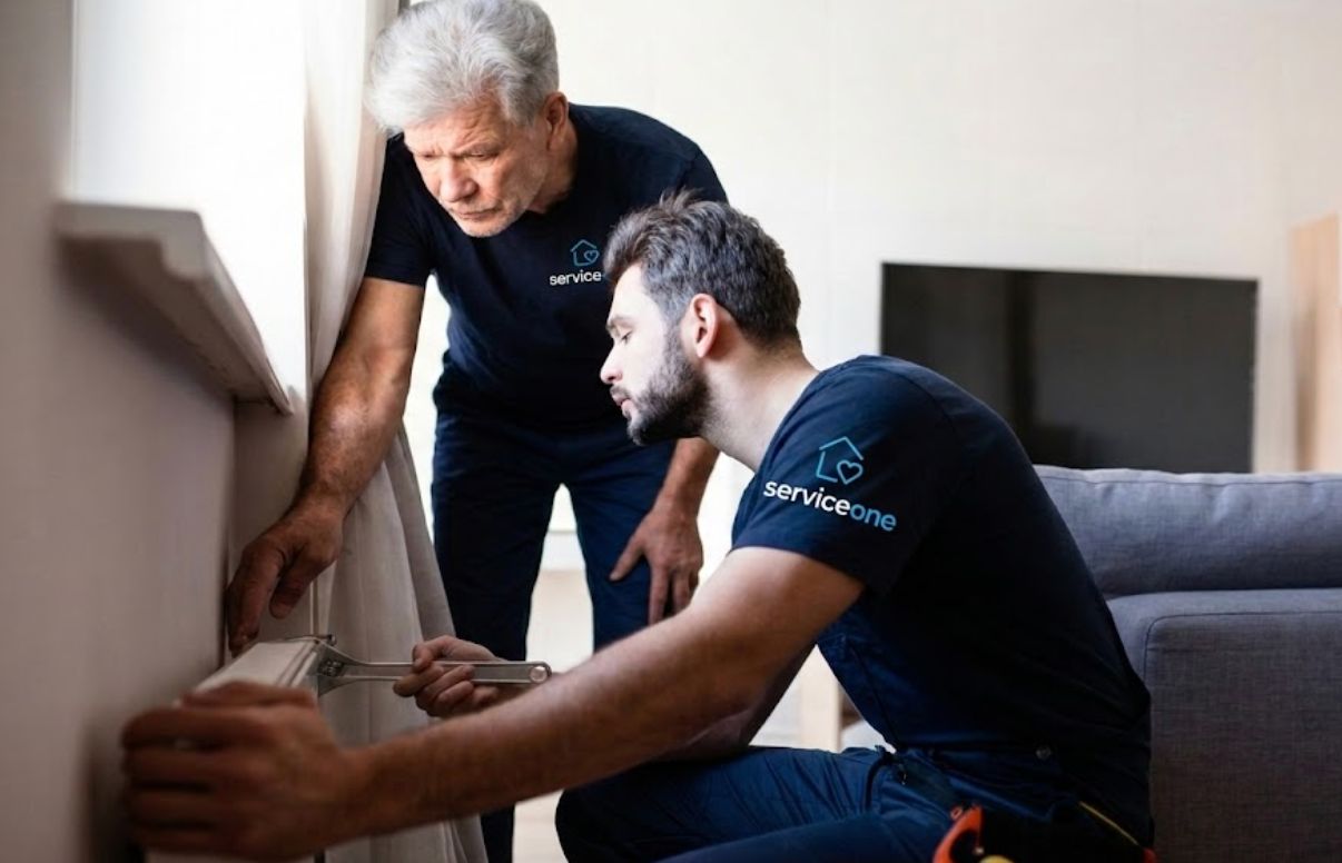 Zwei ServiceOne-Monteure bei der Arbeit